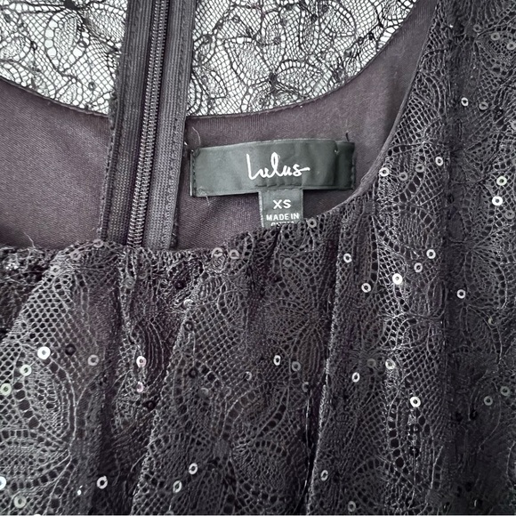 Lulu’s Sparkling Nights Black Lace Skater Babydoll Dress size XS - Picture 8 of 15